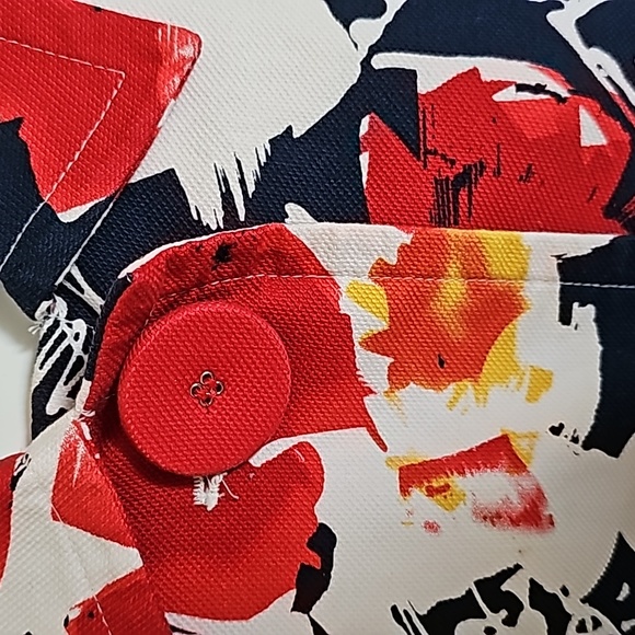 Coldwater Creek Floral Blazer Beautiful Red and Navy Size 14 - Picture 4 of 11